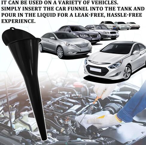 2 PCS Long Neck Oil Funnes for Automotive Use, Multi-Function Plastic Funnel for Oil Change, No Spill Fuel Funnel for Filling Coolant, Transmission Fluid, Engine Oils, Gas Lubricants (Black) in Saudi Arabia