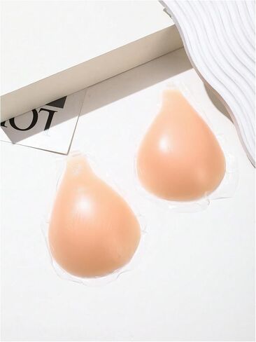 MakeMeChic Women's 1 Pair Invisible Pasties Push Up No Show Adhesive Bras with Halter Clear Strap in Saudi Arabia