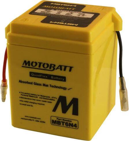 Motobatt MBT6N4 12V 4 AH AGM Battery + MBRC1 Motobatt 6V/12V1.0 Amp Lead and Lithium Charger Combo Package in Saudi Arabia