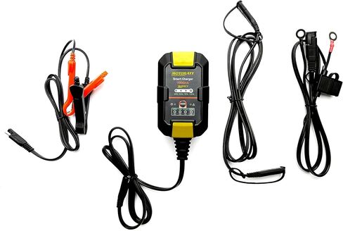 Motobatt MBT6N4 12V 4 AH AGM Battery + MBRC1 Motobatt 6V/12V1.0 Amp Lead and Lithium Charger Combo Package in Saudi Arabia