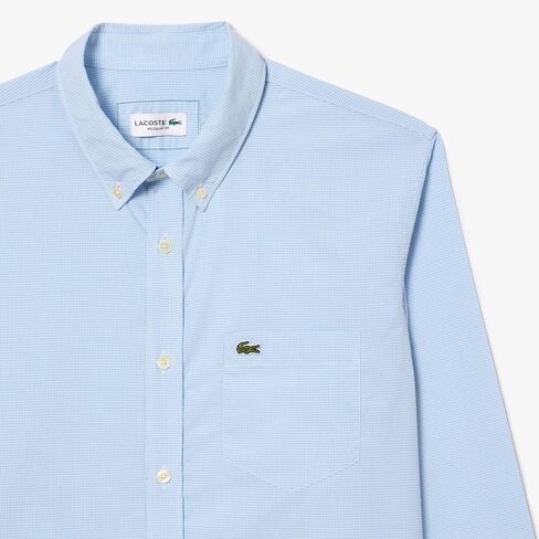 Lacoste Men's Long Sleeve Checked Gingham Button-Down Shirt in Saudi Arabia
