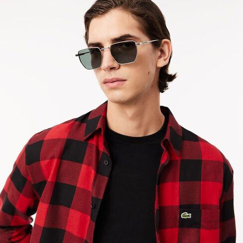 Lacoste Men's Long Sleeve Checked Gingham Button-Down Shirt in Kuwait