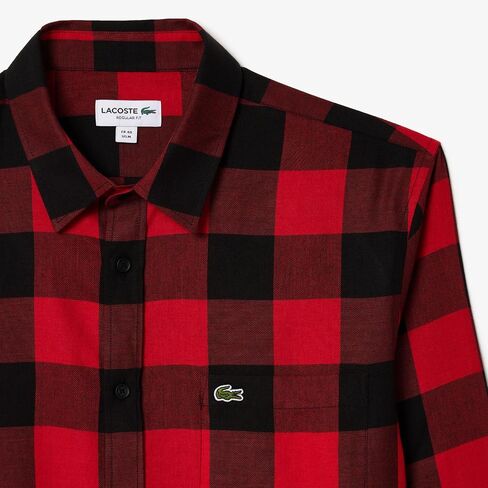 Lacoste Men's Long Sleeve Checked Gingham Button-Down Shirt in Kuwait