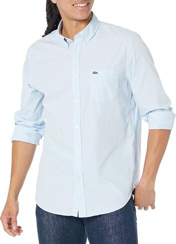 Lacoste Men's Long Sleeve Checked Gingham Button-Down Shirt in Saudi Arabia