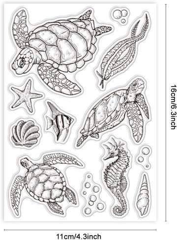 GLOBLELAND Single Piece Marine Life Background Clear Stamp Ocean Animals Background Silicone Stamp for DIY Scrapbooking Photo Album Decorative Cards Making Home Decoration 6.3x4.33inch in Saudi Arabia