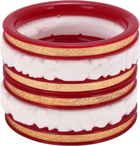 Generic Handcrafted Micro Gold Plated Pola with Conch Shell Bangles Original Shakha Pola Bangle Set of 6 Gift For Her Women Jewelry Indian Bangle Bracelets Kangan in Saudi Arabia