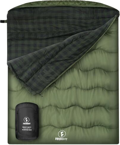 حقيبة نوم مزدوجة من القطن للشتاء، حقيبة نوم من الفلانيل بحجم كوين للبالغين، حقيبة نوم دافئة ودافئة لشخصين للأزواج أو التخييم العائلي، سفر RV in Kuwait