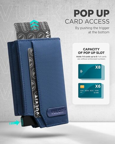 VULKIT Mens Wallet for Max.12 Cards with Pop-Up Credit Card Ejector Case, ID Window, Cash/Bills Compartment and Coin Pocket, Hook and Loop Tape Closure, Giftbox Packed, Black Nappa Leather in Saudi Arabia