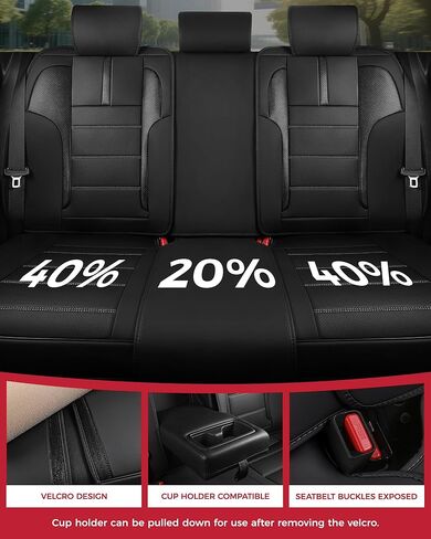 FREESOO Black Car Seat Covers Full Set - Faux Nappa Leather Seat Covers for Cars, with Front Seatbelt Pads, Waterproof Breathable Cushion Protectors Fit for Most 5 Seats Automative Sedans SUV Trucks in Kuwait