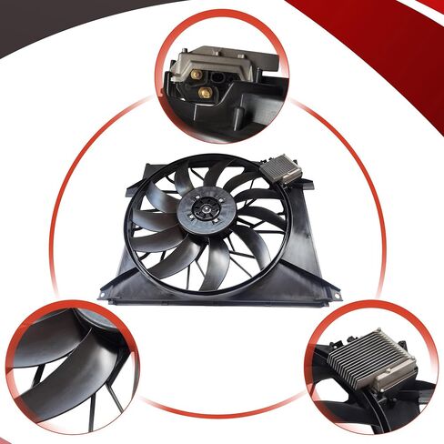 مجموعة مروحة تبريد بدون فرشاة للمشعاع من PartsFlow لـ 2000 2001 2002 2003 مرسيدس بنز ML55 AMG OE #1635000393 in Saudi Arabia