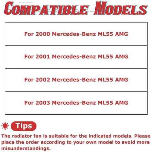 مجموعة مروحة تبريد بدون فرشاة للمشعاع من PartsFlow لـ 2000 2001 2002 2003 مرسيدس بنز ML55 AMG OE #1635000393 in Saudi Arabia