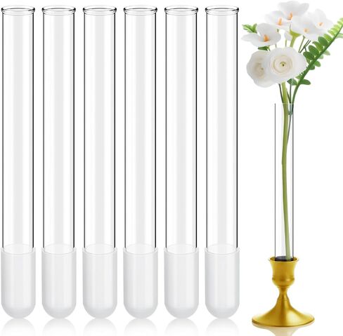 6 Pack 7.9" Glass Bud Vase Taper Candle Holder's Bud Vase for Flower Candlestick Sizes from 22mm to 27mm Adjustable Designed Specially for Taper Candle Holder for Tablescapes, Wedding Decor in Saudi Arabia