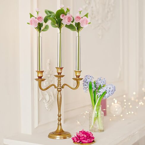 6 Pack 7.9" Glass Bud Vase Taper Candle Holder's Bud Vase for Flower Candlestick Sizes from 22mm to 27mm Adjustable Designed Specially for Taper Candle Holder for Tablescapes, Wedding Decor in Saudi Arabia