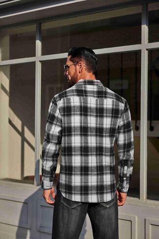 COOFANDY Mens Flannel Plaid Shirts Long Sleeve Casual Button Down Cotton Shirt with Pocket in Saudi Arabia