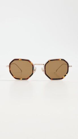 عدسات ديلان تيت ستار تورتويز/ذهبية وبنية مسطحة للنساء من Illesteva in Kuwait