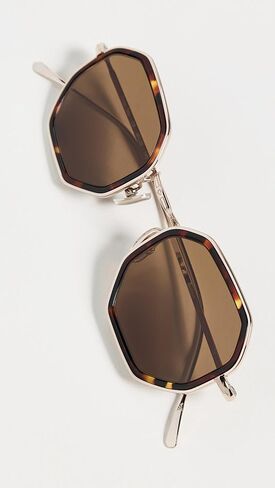 عدسات ديلان تيت ستار تورتويز/ذهبية وبنية مسطحة للنساء من Illesteva in Kuwait