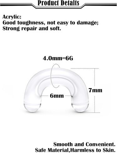 16G 14G 12G 10G 8G 6G 4G 2G Plastic Clear Black Septum Retainer Stretching Kit Hypoallergenic U Shape Septum Rings Pincher Piercing Retainer for Surgery Work Sport in Saudi Arabia