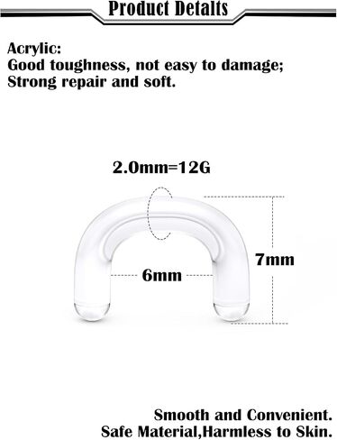 16G 14G 12G 10G 8G 6G 4G 2G Plastic Clear Black Septum Retainer Stretching Kit Hypoallergenic U Shape Septum Rings Pincher Piercing Retainer for Surgery Work Sport in Saudi Arabia