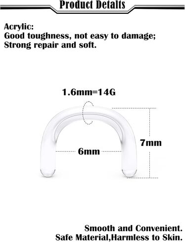 16G 14G 12G 10G 8G 6G 4G 2G Plastic Clear Black Septum Retainer Stretching Kit Hypoallergenic U Shape Septum Rings Pincher Piercing Retainer for Surgery Work Sport in Saudi Arabia