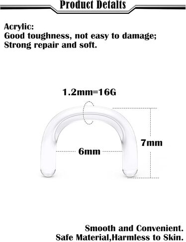 16G 14G 12G 10G 8G 6G 4G 2G Plastic Clear Black Septum Retainer Stretching Kit Hypoallergenic U Shape Septum Rings Pincher Piercing Retainer for Surgery Work Sport in Saudi Arabia
