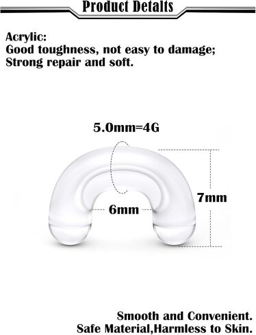 16G 14G 12G 10G 8G 6G 4G 2G Plastic Clear Black Septum Retainer Stretching Kit Hypoallergenic U Shape Septum Rings Pincher Piercing Retainer for Surgery Work Sport in Saudi Arabia