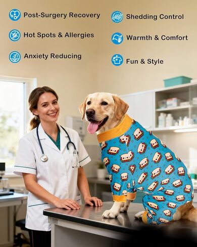 ملابس الكلاب الكبيرة من CuteBone، Pitbull Golden Retriever، بدلة ما بعد الجراحة، قابلة للتمدد وتهدئة القلق، بيجامات الحيوانات الأليفة، قمصان تساقط، ملابس نيسيي للكلاب متوسطة/كبيرة الحجم، لابرادور بولي ZP23XL in Kuwait