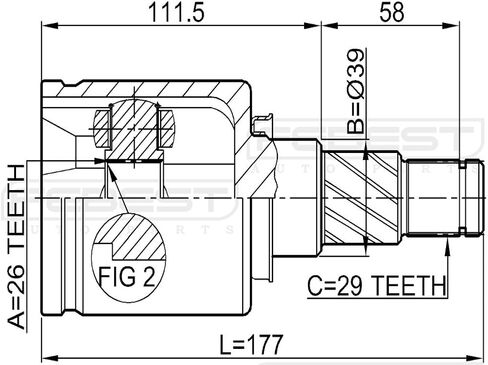 391018H315 - Inner CV Joint Left 26X39X29 For Nissan - Febest in Saudi Arabia