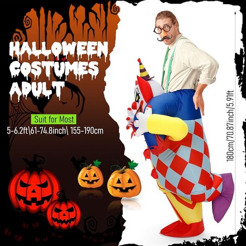 Inflatable Piggyback Costume for Adult, Funny Blow up Halloween Ride on Suit,Witch,Clown Cosplay in Saudi Arabia
