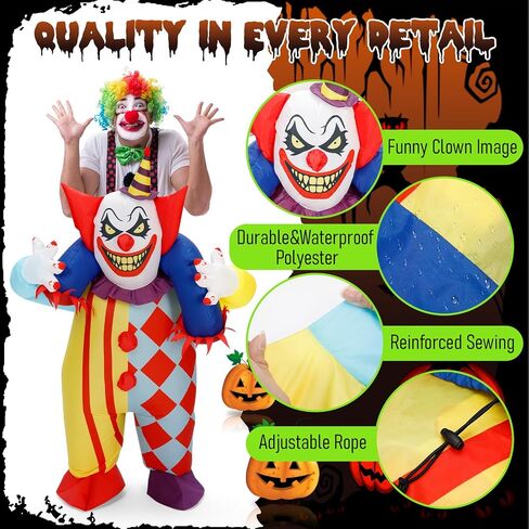 Inflatable Piggyback Costume for Adult, Funny Blow up Halloween Ride on Suit,Witch,Clown Cosplay in Saudi Arabia