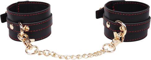 أصفاد معصم سوداء أصفاد للكاحل مجموعة موصلات جلدية ناعمة من الجلد in Kuwait