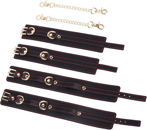 أصفاد معصم سوداء أصفاد للكاحل مجموعة موصلات جلدية ناعمة من الجلد in Kuwait