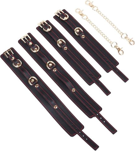 أصفاد معصم سوداء أصفاد للكاحل مجموعة موصلات جلدية ناعمة من الجلد in Kuwait