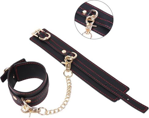 أصفاد معصم سوداء أصفاد للكاحل مجموعة موصلات جلدية ناعمة من الجلد in Kuwait