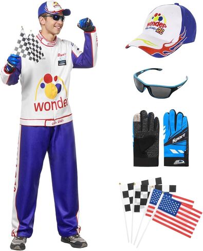 DreamJ Racecar Driver Costume Men Adult,Racing Costume Men 10 Pcs for Halloween Costumes Cosplay Set in Kuwait