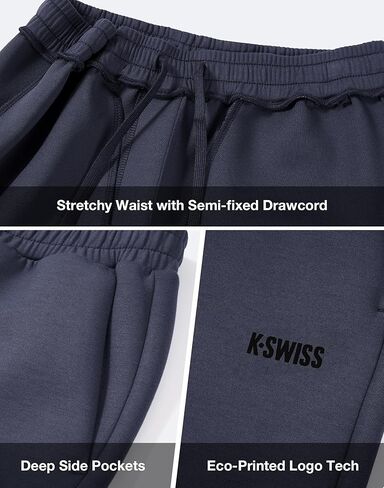 بنطال رياضي رجالي من K-Swiss بجيوب - بنطال رياضي خفيف الوزن وجيد التهوية للرجال، بنطال رياضي بأساور للصالة الكاجوال in Kuwait