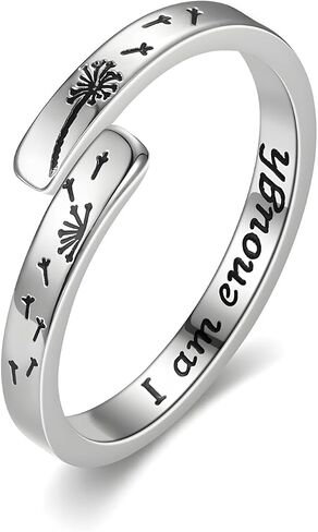 I Am Enough Ring for Women Men Silver Adjustable Inspirational Encouragement Rings in Kuwait