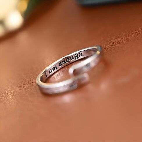 I Am Enough Ring for Women Men Silver Adjustable Inspirational Encouragement Rings in Kuwait