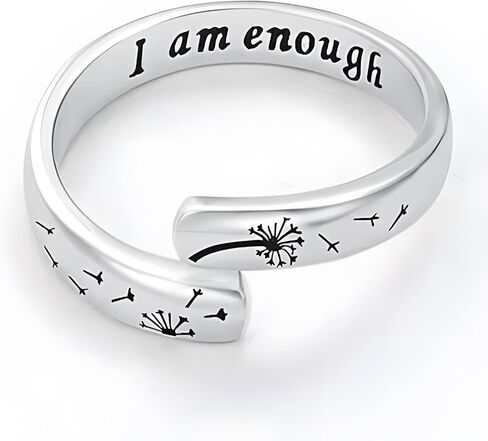 I Am Enough Ring for Women Men Silver Adjustable Inspirational Encouragement Rings in Kuwait