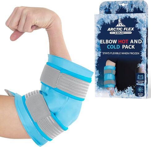 Arctic Flex Elbow Ice Pack Wrap for Tendonitis & Tennis Elbow - Reusable Ice Pack for Elbow with Cold Compression & Adjustable Straps - Sleeve for Injuries & Pain Relief (Blue) in Saudi Arabia