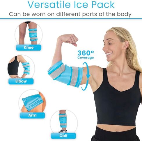Arctic Flex Elbow Ice Pack Wrap for Tendonitis & Tennis Elbow - Reusable Ice Pack for Elbow with Cold Compression & Adjustable Straps - Sleeve for Injuries & Pain Relief (Blue) in Saudi Arabia