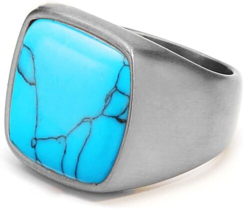 Turquoise Ring for Men Stainless Steel Classical Statement Band Ring Size 7-12 in Saudi Arabia