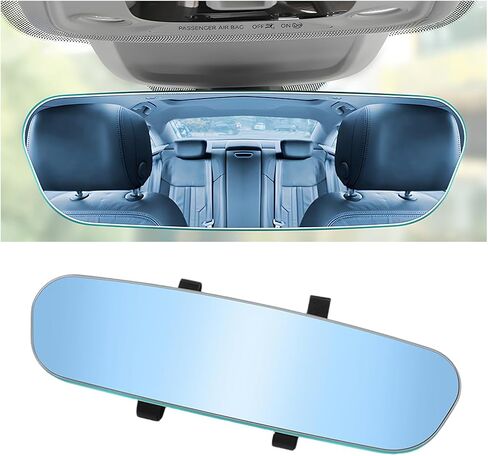 HZEL Car Rear View Mirror, 11.81 Inch Anti Glare Panoramic Convex Wide Angle Rearview Mirror, Automotive Interior Eliminates Blind Spot Accessories, Compatible with Most Vehicle (White) in Saudi Arabia