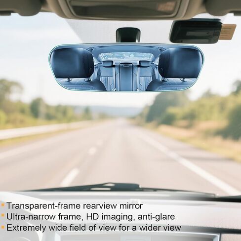 HZEL Car Rear View Mirror, 11.81 Inch Anti Glare Panoramic Convex Wide Angle Rearview Mirror, Automotive Interior Eliminates Blind Spot Accessories, Compatible with Most Vehicle (White) in Saudi Arabia