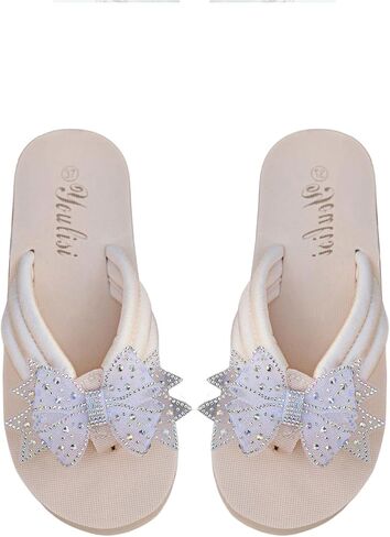 GORGLITTER Women's Bow Rhinestone Flip Flops Thong Open Toe Cute Wedge Sandals in Saudi Arabia