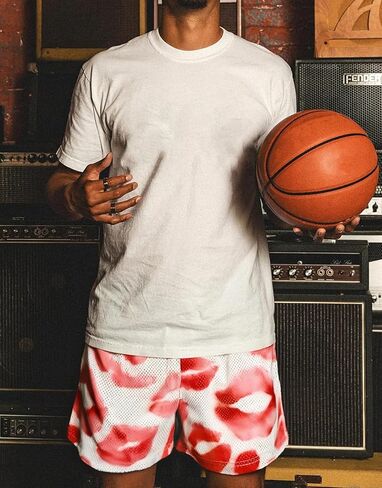 Mens Basketball Shorts Graphic Print Casual Running Workout Mesh Drawstring Shorts with Pockets in Saudi Arabia