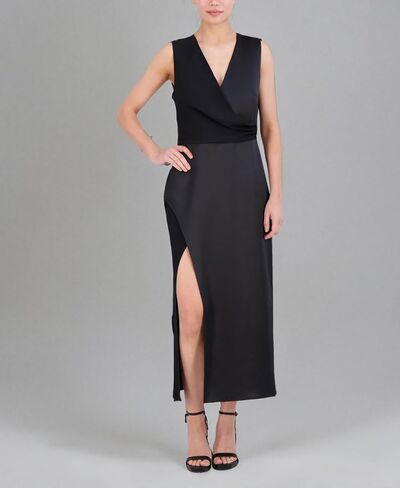 BCBGMAXAZRIA Women's Sleeveless Surplice Neck Satin Maxi Dress in Saudi Arabia