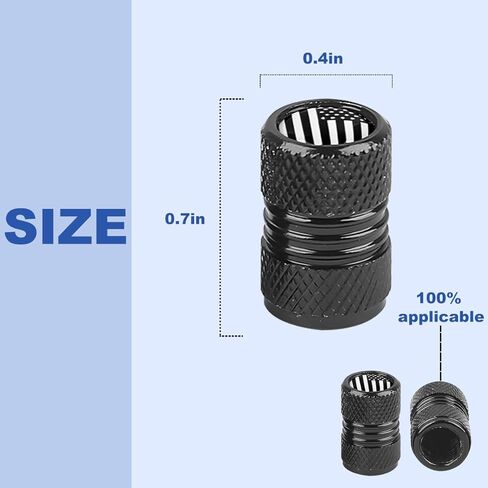 Ameican Flag Car Tire Valve Stem Caps, 4PCS Aluminum Alloy Vehicle Wheel Valve Protection Cover, Patriotic Auto Tyre Air Protector, Universal for Truck, Bicycle, Motorcycle (Black) in Kuwait