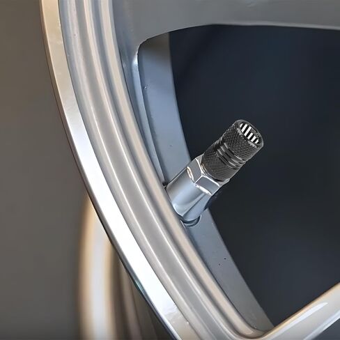 Ameican Flag Car Tire Valve Stem Caps, 4PCS Aluminum Alloy Vehicle Wheel Valve Protection Cover, Patriotic Auto Tyre Air Protector, Universal for Truck, Bicycle, Motorcycle (Black) in Kuwait