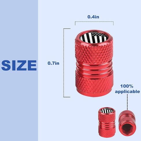 Ameican Flag Car Tire Valve Stem Caps, 4PCS Aluminum Alloy Vehicle Wheel Valve Protection Cover, Patriotic Auto Tyre Air Protector, Universal for Truck, Bicycle, Motorcycle (Black) in Kuwait