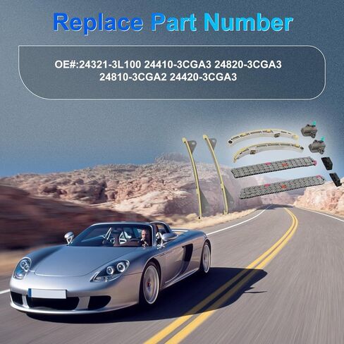 مجموعة سلسلة توقيت المحرك 3.3L 3.8L تناسب Genesis G80/ G90 17-19، Hyundai Azera 12-17/ Palisade 20-22، 14-20 Kia Cadenza/Sorento 3.3/3.8L V6 DOHC استبدال OE 24321-3L100 24820-3CGA3 in Saudi Arabia